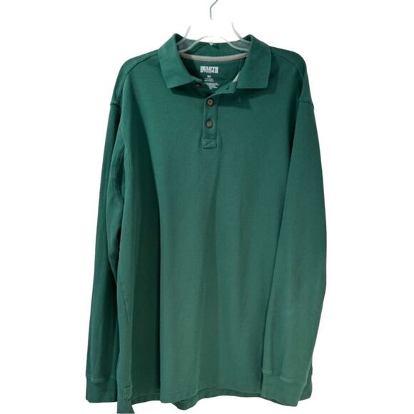 Duluth Trading Company men’s green long sleeve collared Henley size XLT #17-0435 - Picture 1 of 3